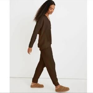 MADEWELL Brown Waffle Knit Sweater Womens Size XXS Oversized Alpaca Wool Comfy